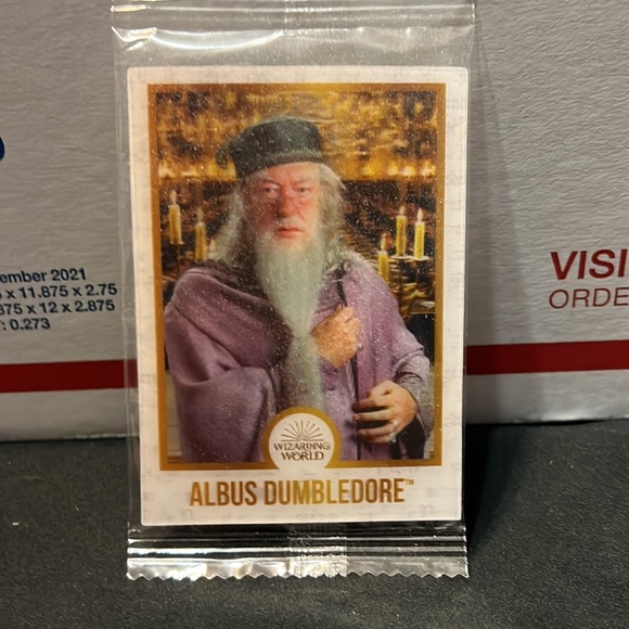 Voldemort PEZ, Hermione Prop Costume Wand,and Albus Dumbledore holographic card - Picture 7 of 9